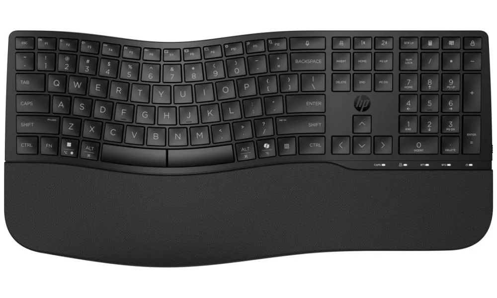 HP 685 - Klávesnice - duální režim, 3-zónové uspořádání, podpora více zařízení, 23 programovatelných kláves, automatické rozpoznání OS, nízký zdvih kláves - 100% - full size - bezdrátový - 2.4 GHz - česká/slovenská - černá