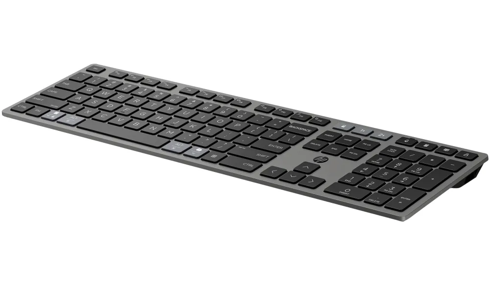 HP 725 - Klávesnice - více zařízení, dobíjecí, napájené pomocí SuperCapacitor - full size - bezdrátový - Bluetooth, 2.4 GHz - česká/slovenská - nightfall black