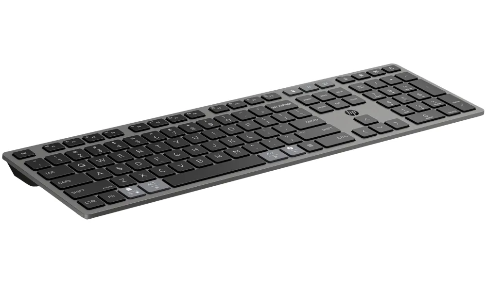 HP 725 - Klávesnice - více zařízení, dobíjecí, napájené pomocí SuperCapacitor - full size - bezdrátový - Bluetooth, 2.4 GHz - česká/slovenská - nightfall black