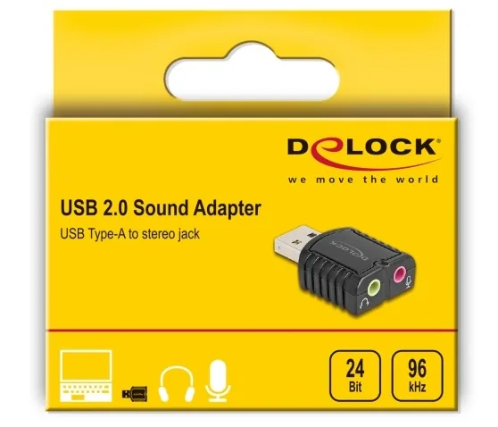 Delock - Zvuková karta - 24 bitu - 96 kHz - mono / stereo - USB 2.0