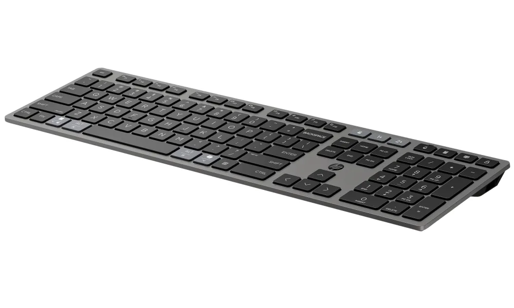 HP 725 - Sada klávesnice a myši - více zařízení, dobíjecí, napájené pomocí SuperCapacitor - full size - bezdrátový - Bluetooth, 2.4 GHz - česká/slovenská - nightfall black - Smart Buy