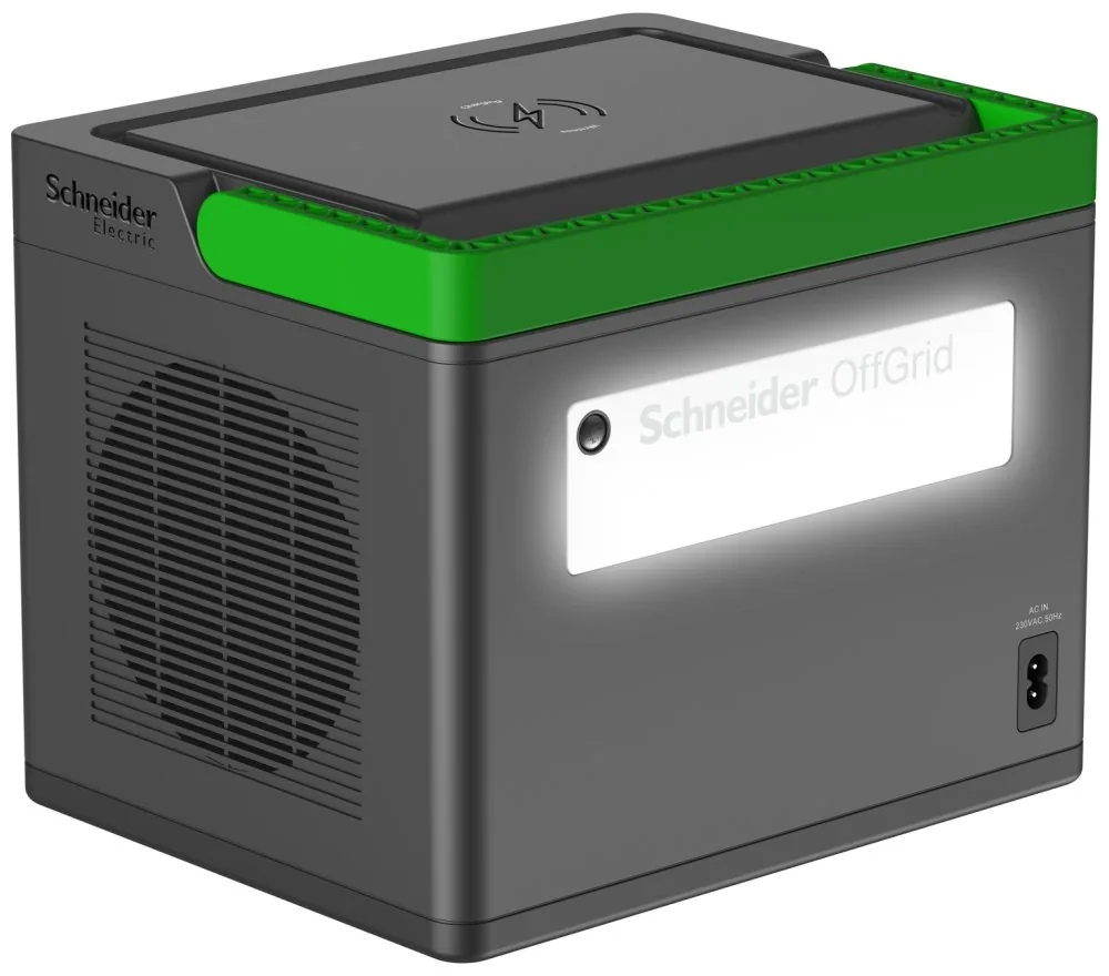 Schneider OffGrid 730 - Přenosná napájecí stanice - LCD, lithium-ion, 2 zásuvky CEE 7/3 schuko, sinusový, 3 USB-A, 1 USB-C, bezdrátová nabíječka - AC 195 - 265 / DC 12 -30 V - 700 watt - lithium-iontová - 738 Wh - výstupní konektory: 2 - černá, zelená