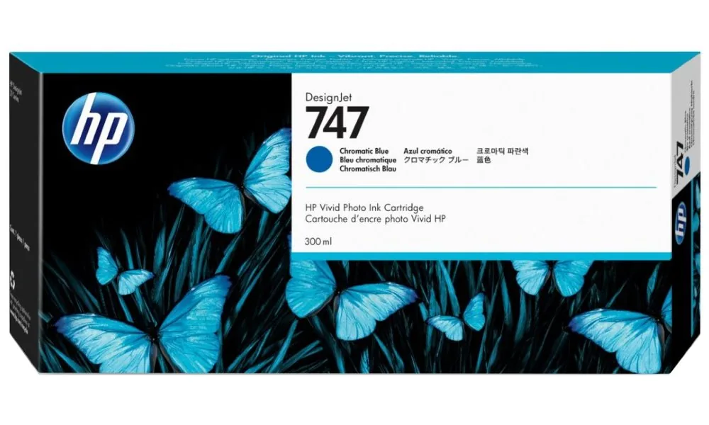 HP 747 - 300 ml - chromatická modrá - originální - DesignJet - inkoustová cartridge - pro DesignJet Z9+ PostScript, Z9+dr, Z9+dr PostScript