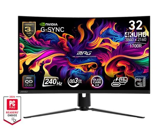 MSI MPG/321CURX/31,5"/QD-OLED/4K UHD/240Hz/0,3ms/Černá/3R