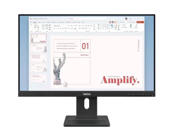 Lenovo ThinkVision E24-40 - LED monitor - 24" (23.8" zobrazitelný) - 1920 x 1080 Full HD (1080p) @ 100 Hz - IPS - 250 cd/m? - 1300:1 - 4 ms - HDMI, VGA, DisplayPort - reproduktory - havraní čerň