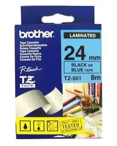 Brother TZe-551 - Černá na modré - Role (2,4 cm) 1 kazeta/y lamino páska - pro Brother PT-D600; P-Touch PT-2430, 2470, 2700, 3600, 7500, 7600, 9800, D800, E550, H500