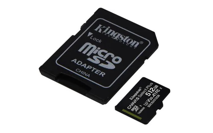 Kingston Canvas Select Plus - Pametová karta flash (SD adapter zahrnuto) - 1 TB - A1 / Video Class V30 / UHS-I U3 / Class10 - microSDXC UHS-I
