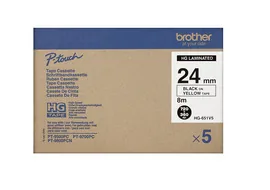 Brother HGE-651V5 - Černá na žluté - Role (2,4 cm x 8 m) 5 kazeta/y lamino páska - pro P-Touch PT-9500pc, PT-9800PCN; P-Touch R RL-700S