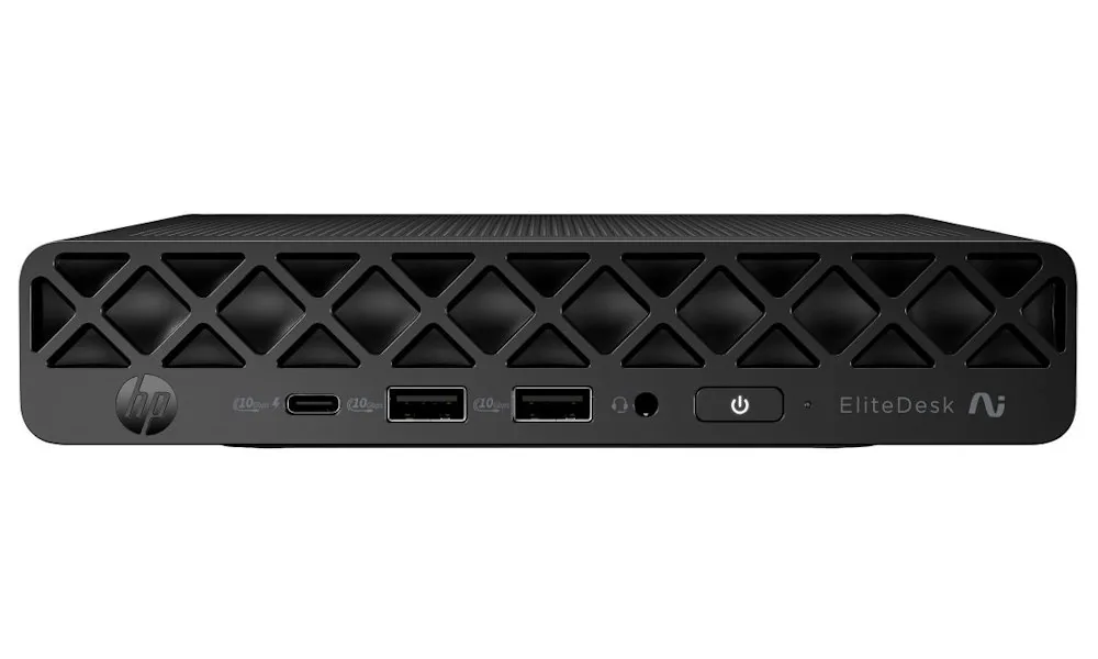 HP EliteDesk 8 G1a - Mini Ryzen 5 Pro 215 / až 4.7 GHz - RAM 16 GB - SSD 512 GB - NVMe - Radeon 740M - Gigabit Ethernet, IEEE 802.11ax (Wi-Fi 6E), Bluetooth 5.3 - Win 11 Pro - monitor: žádný - černý konektor - Smart Buy - s HP 3 roky podpora PC na místě d