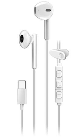 Genius HS-M366 sluchátka s mikrofonem, bílá, špuntová, USB Type-C