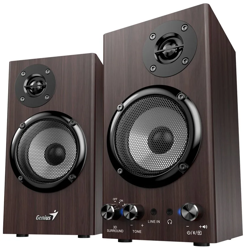 Genius reproduktory SP-HF520BT, 20W, hnědý, dřevěné, AUX/Bluetooth 5.3