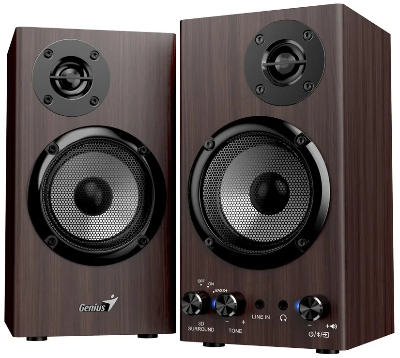 Genius reproduktory SP-HF520BT, 20W, hnědý, dřevěné, AUX/Bluetooth 5.3