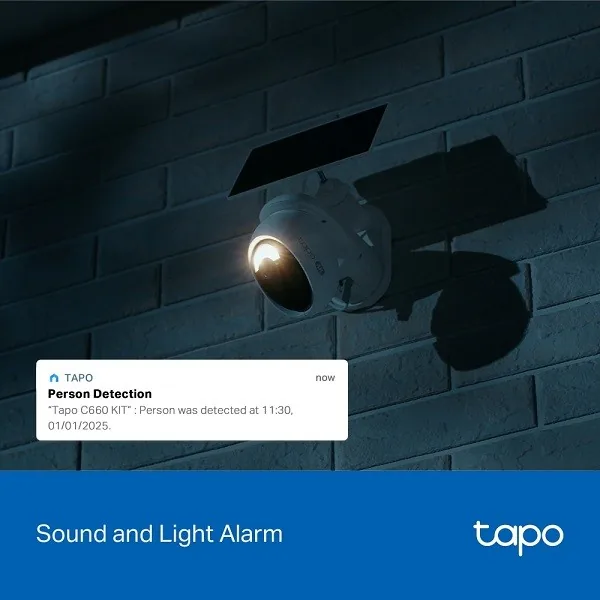Tapo C660 KIT V1 - Solar-Powered Security Camera Kit - síťová bezpečnostní kamera - otáčení/naklonění - venkovní - odolnost vůči počasí - barevný (Den a noc) - 8 MP - 3840 x 2160 - 4K - pevné ohnisko - audio - bezdrátový - Wi-Fi - 2.4GHz radio, 5GHz radio
