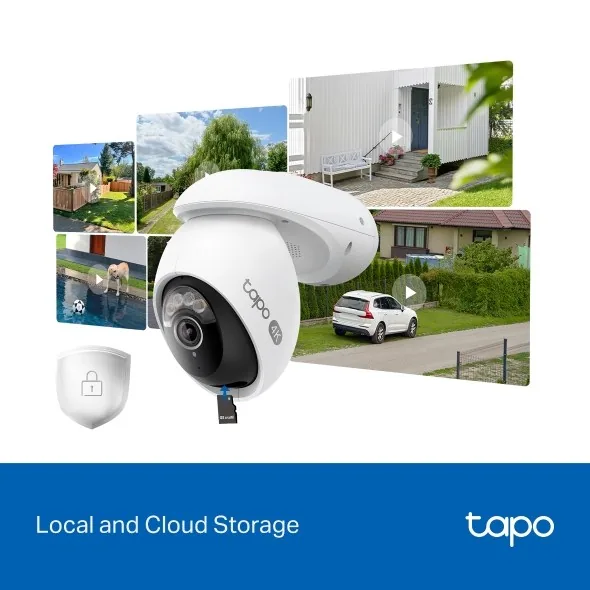 Tapo C560WS V1 - Síťová bezpečnostní kamera - otáčení/naklonění - venkovní - odolná vůči povětrnostním vlivům - barevný (Den a noc) - 8 MP - 3840 x 2160 - 4K - pevné ohnisko - audio - bezdrátový - Wi-Fi - 802.11ax, 2.4GHz radio, LAN 10/100 - H.264