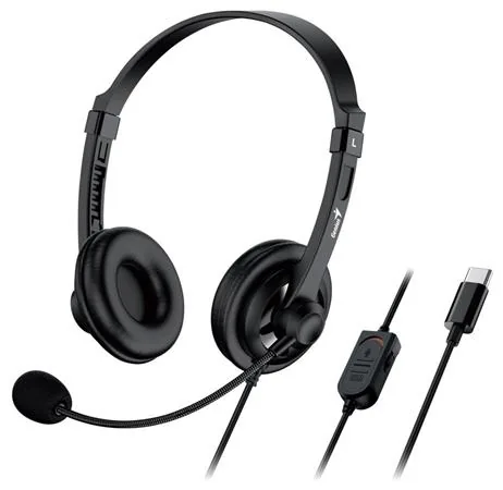 Genius HS-230U sluchátka s mikrofonem, drátová, černá, USB-C