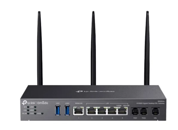 TP-Link Omada DR3650v V1 - Brána - 1GbE - Wi-Fi 6 - 2.4 GHz, 5 GHz - analogové porty: 2 - digitální porty: 1 - spravování cloudem desktop / wall mountable