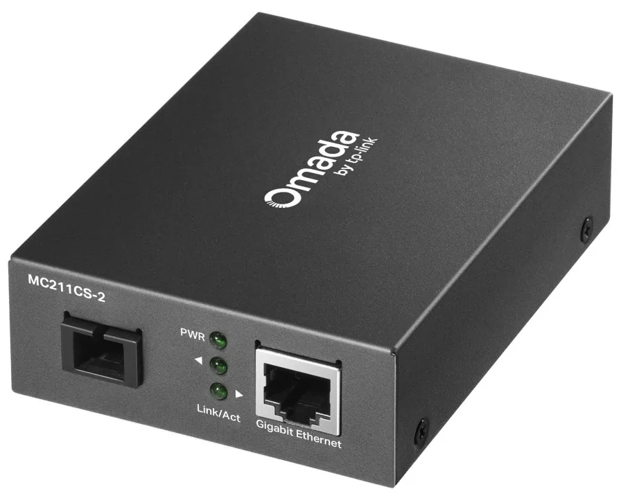 TP-Link Omada MC211CS-2 V3 - Konvertor médií s optickými vlákny - 1GbE - 10Base-T, 100Base-TX, 1000Base-TX, 1000Base-SX, 1000Base-LX - RJ-45 / jednoduchý režim SC/UPC - až 2 km