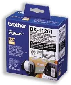 Brother DK-11201 - Černá na bílé - 29 x 90 mm 400 štítky (1 role x 400 adresní štítky - pro Brother QL-1050, QL-500, QL-550, QL-560, QL-570, QL-600, QL-650, QL-710, QL-720, QL-820