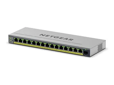 NETGEAR Easy Smart GS116EP - Prepínac - L3 - inteligentní - 1 x 10/100/1000 + 15 x 10/100/1000 (PoE+) - desktop, pro pripevnení na zed - PoE+ (180 W)