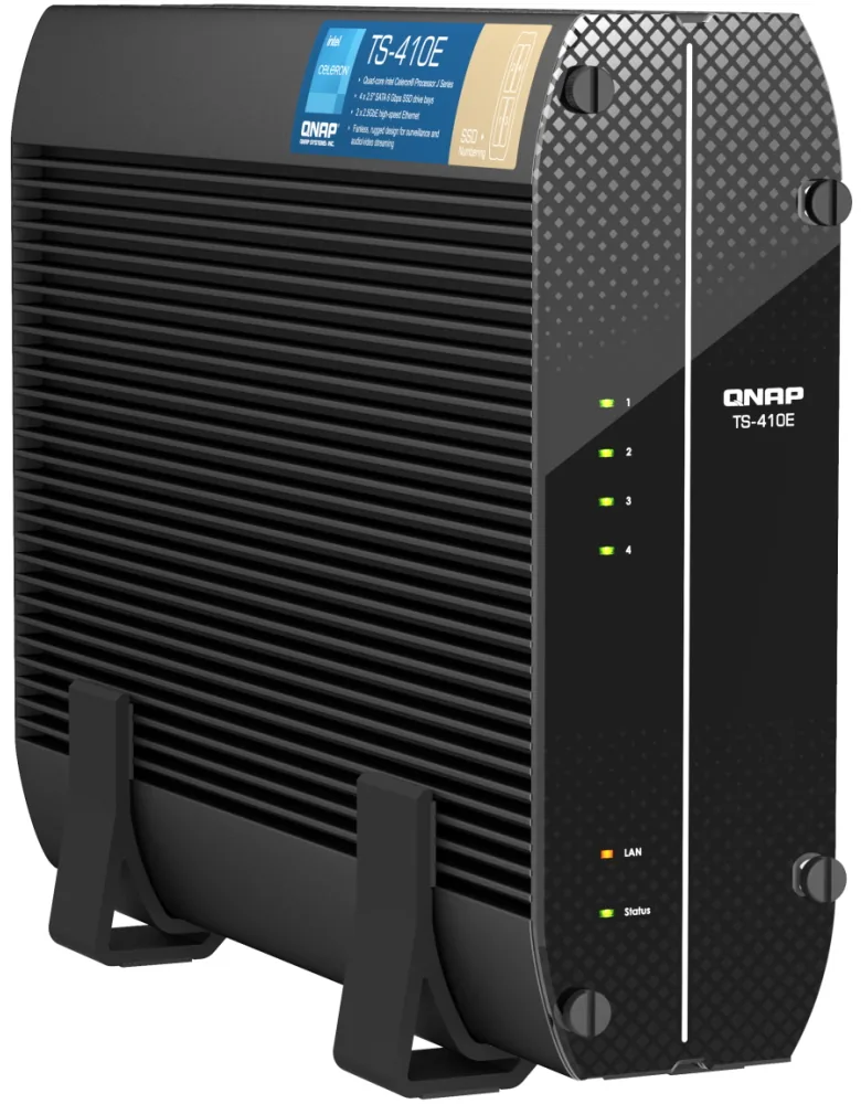 QNAP TS-410E-8G (4core 2,6GHz, 8GB RAM, 4x 2,5" SATA, 2x 2,5GbE, 4x USB 3.2, 1x 4K HDMI, fanless)