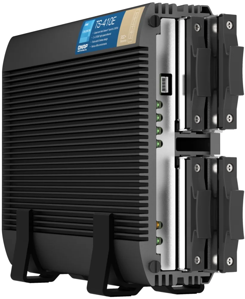 QNAP TS-410E-8G (4core 2,6GHz, 8GB RAM, 4x 2,5" SATA, 2x 2,5GbE, 4x USB 3.2, 1x 4K HDMI, fanless)