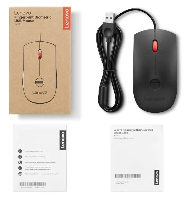 Lenovo - Myš - optický - 3 tlačítka - kabelové - USB - černá, červená - pro ThinkPad T16 Gen 4 21QN