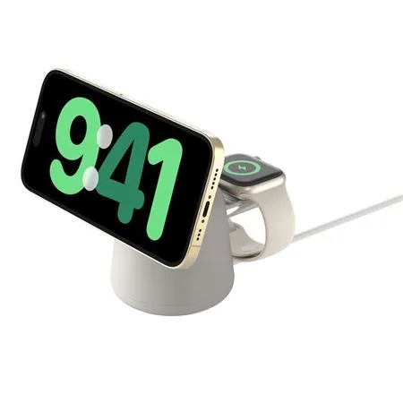 Belkin BOOST CHARGE PRO Qi2 2v1 Nabíjecí stojánek pro iPhone/Apple Watch/AirPods, písečná