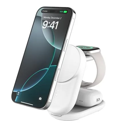 Belkin UltraCharge Qi2 25W 3v1 Magnetická nabíječka pro iPhone/Apple Watch/AirPods, bílá