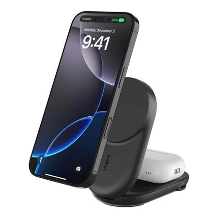 Belkin UltraCharge Qi2 25W 2v1 Magnetická nabíječka pro iPhone/AirPods, s USB-C, černá