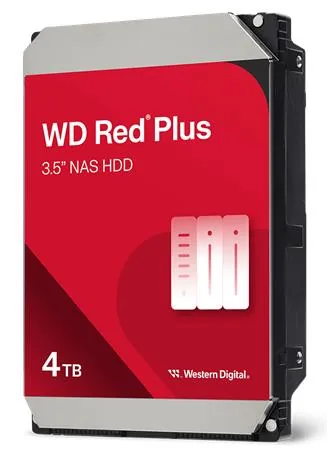 WD Red Plus - Pevný disk - 4 TB - interní - 3.5" - SATA 6Gb/s - 5400 ot/min. - vyrovnávací pamet: 128 MB