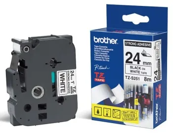 Brother TZe-S251 - Extra silné lepidlo - černá na bílé - Role (2,4 cm x 8 m) 1 kazeta/y lamino páska - pro P-Touch PT-2470, 3600, D800, E550, H500; P-Touch Cube PT-P910; P-Touch Cube Plus PT-P710