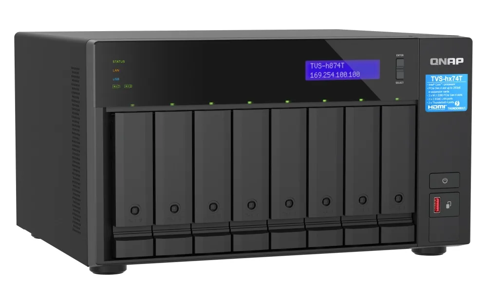 QNAP TVS-h874T-i7-32G (12core, ZFS, 32GB RAM, 8x SATA, 2x M.2 NVMe, 2x 2,5GbE, 2x Thunderbolt 4)