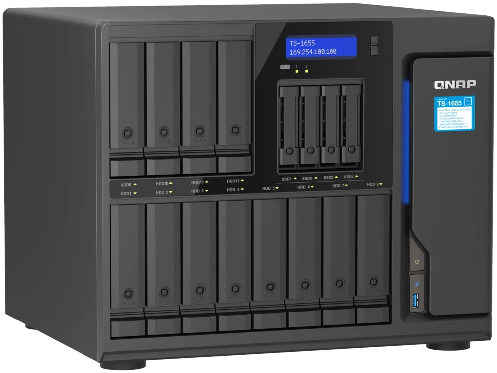 QNAP TS-1655-8G (8core 2,8GHz, 8GB RAM, 12x 3,5"+4x 2,5" SATA, 2x M.2 NVMe slot, 2x 2,5GbE, 3x PCIe)
