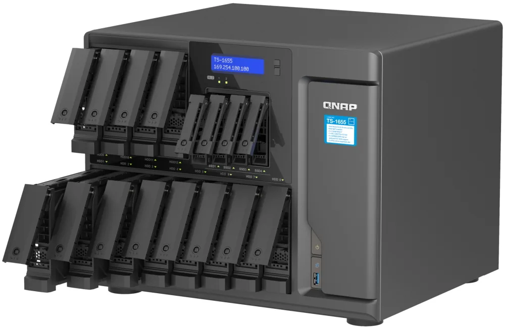 QNAP TS-1655-8G (8core 2,8GHz, 8GB RAM, 12x 3,5"+4x 2,5" SATA, 2x M.2 NVMe slot, 2x 2,5GbE, 3x PCIe)