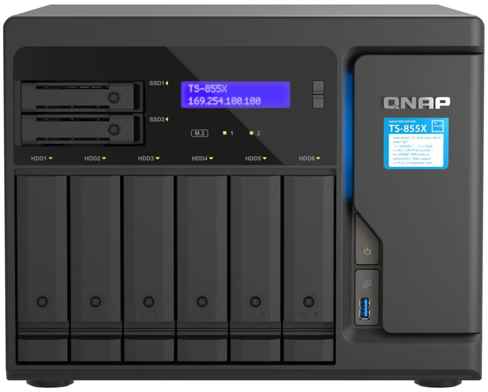 QNAP TS-855X-8G (8core 2,8GHz, 8GB RAM, 8x SATA, 2x 2,5GbE, 2x PCIe)