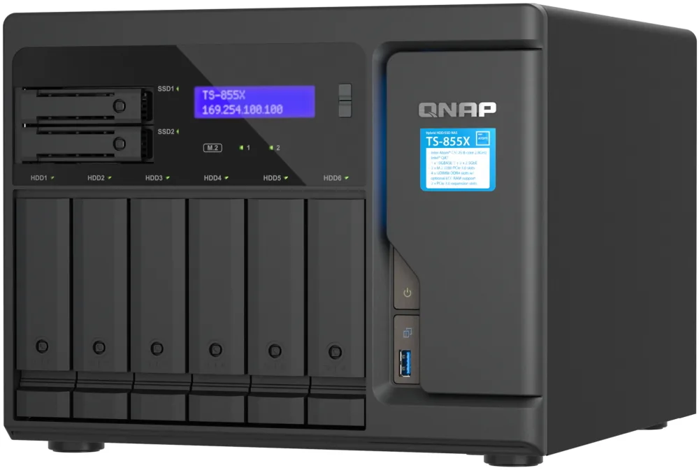 QNAP TS-855X-8G (8core 2,8GHz, 8GB RAM, 8x SATA, 2x 2,5GbE, 2x PCIe)