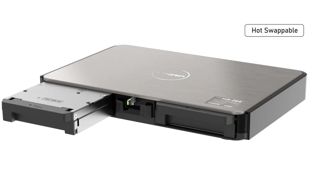 QNAP HS-264-8G (4core 2,9GHz, 8GB RAM, 2x SATA, 2x 2,5GbE, 2x HDMI 4K, 2x USB, tichý)