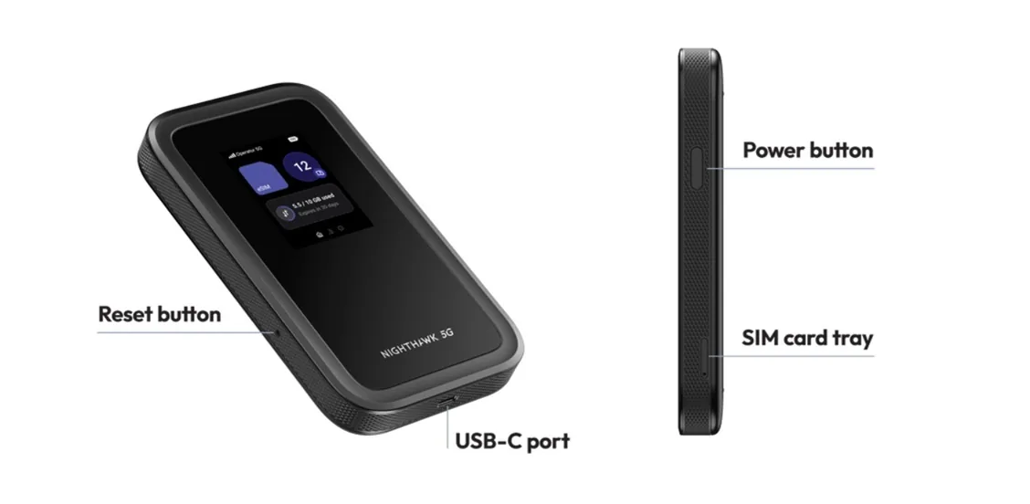 NETGEAR Nighthawk M7 - Mobilní hotspot - 5G - 3.6 Gbps - Wi-Fi 5, Wi-Fi 6, Wi-Fi 7