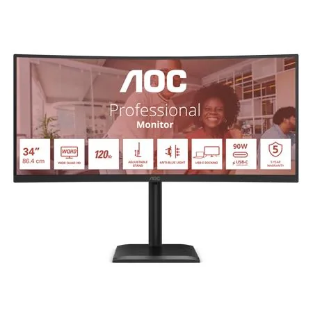 AOC/CU34E4CV/34"/VA/wQHD/120Hz/4ms/Černá/5R