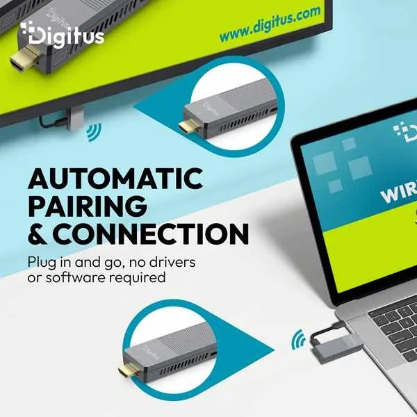 DIGITUS 4K/60Hz Wireless HDMI Extender Set, 150m, grey