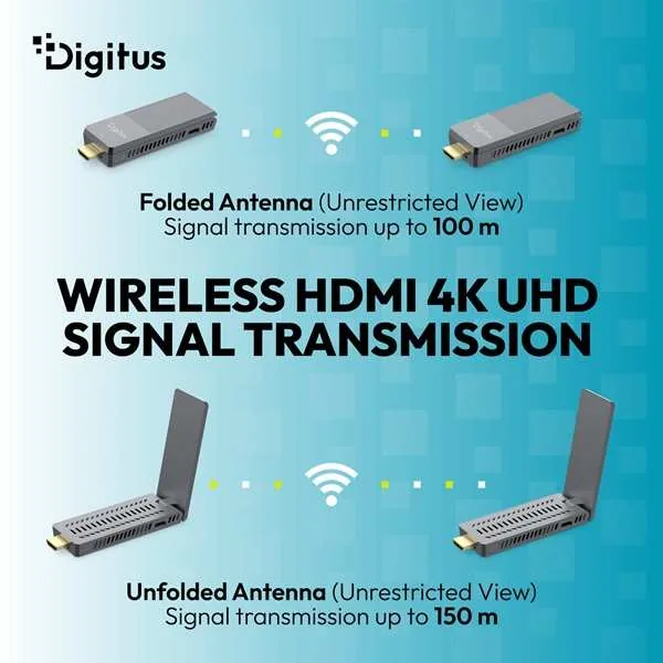 DIGITUS 4K/60Hz Wireless HDMI Extender Set, 150m, grey
