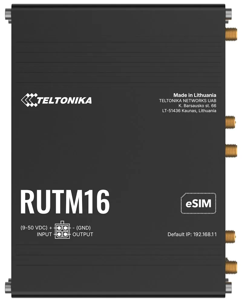 Teltonika RUTM16 průmyslový router 4x LAN, 1x WAN, LTE Telit global, Dual SIM + eSIM, WiFi 5