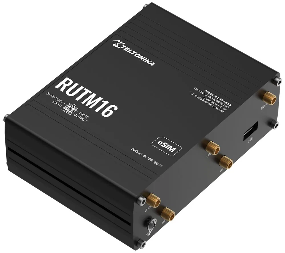Teltonika RUTM16 průmyslový router 4x LAN, 1x WAN, LTE Telit global, Dual SIM + eSIM, WiFi 5
