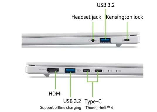 Acer Aspire 14 AI/A14-I71M-7679/U7-355/14"/WUXGA/16GB/512GB/Intel int/W11H/Silver/2R
