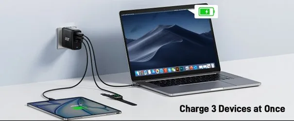 Acer GAN 67W PD charger,2xUSB-C,1xUSB-A černý