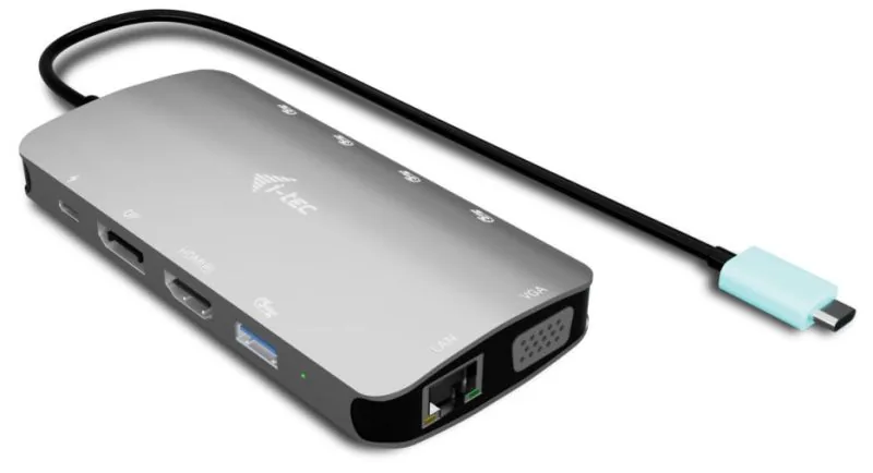 i-tec USB-C Metal Nano 3x Display (DP, HDMI and VGA) Docking Station, Power Delivery 100W