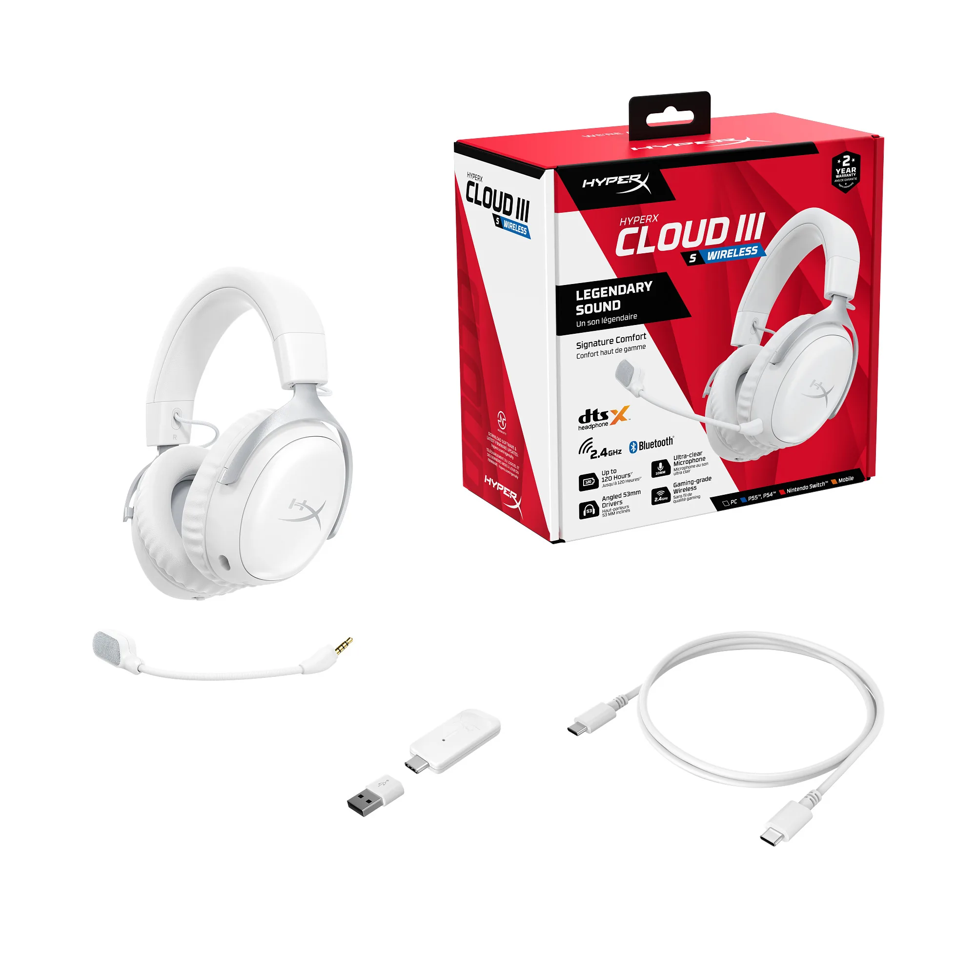 HyperX Cloud III S Wireless White Gaming Headset WHT