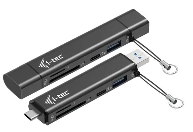 i-tec USB-C/USB-A Dongle SD/microSD card reader + 2x USB port (1x USB-A, 1x USB-C)
