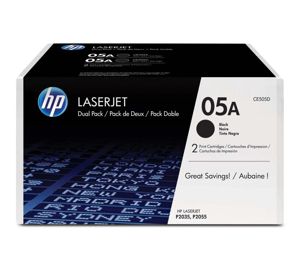 HP 05A - 2-balení - černá - originální - LaserJet - kazeta s barvivem (CE505D) - pro LaserJet P2055