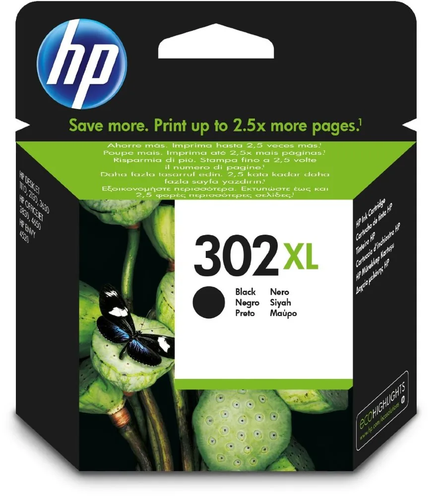Inkoustová cartridge HP HP OJ 3830,3834, Envy 4520, black, No. 302XL, F6U68AE, 480 str